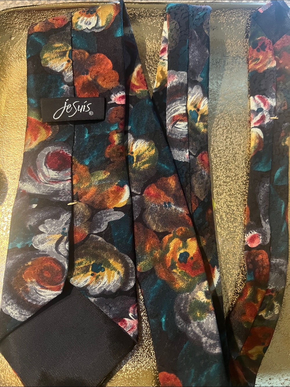 #2174**JeSuis Floral Watercolor Silk Tie - Multicolor